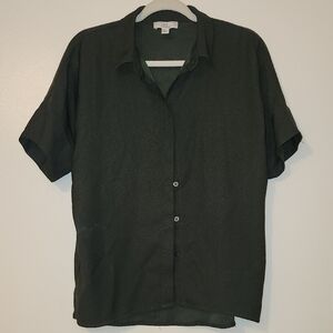 Halston Heritage Dark Green Short Sleeve Shirt